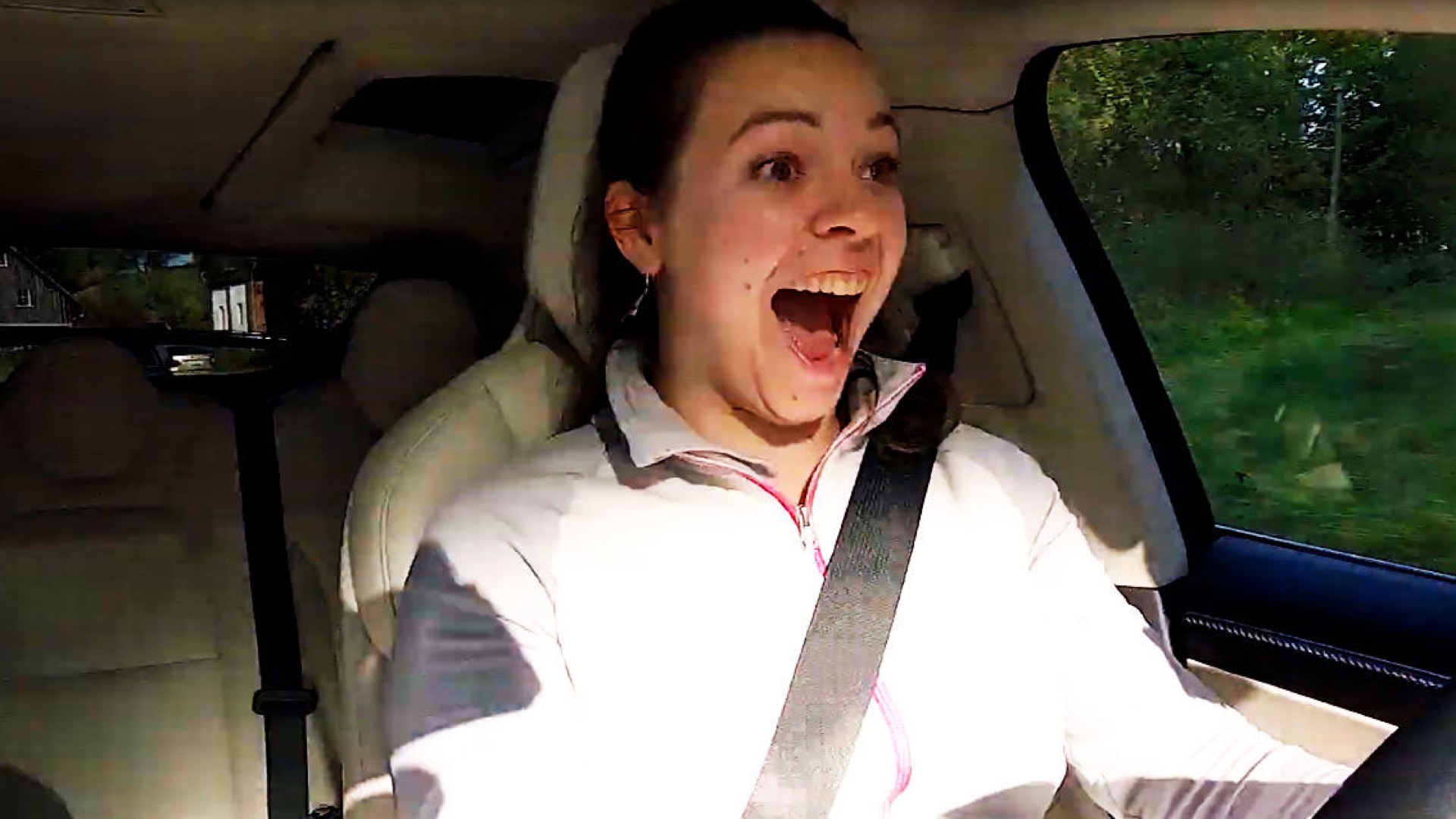 Thrilled passenger during a Tesla experience ride
