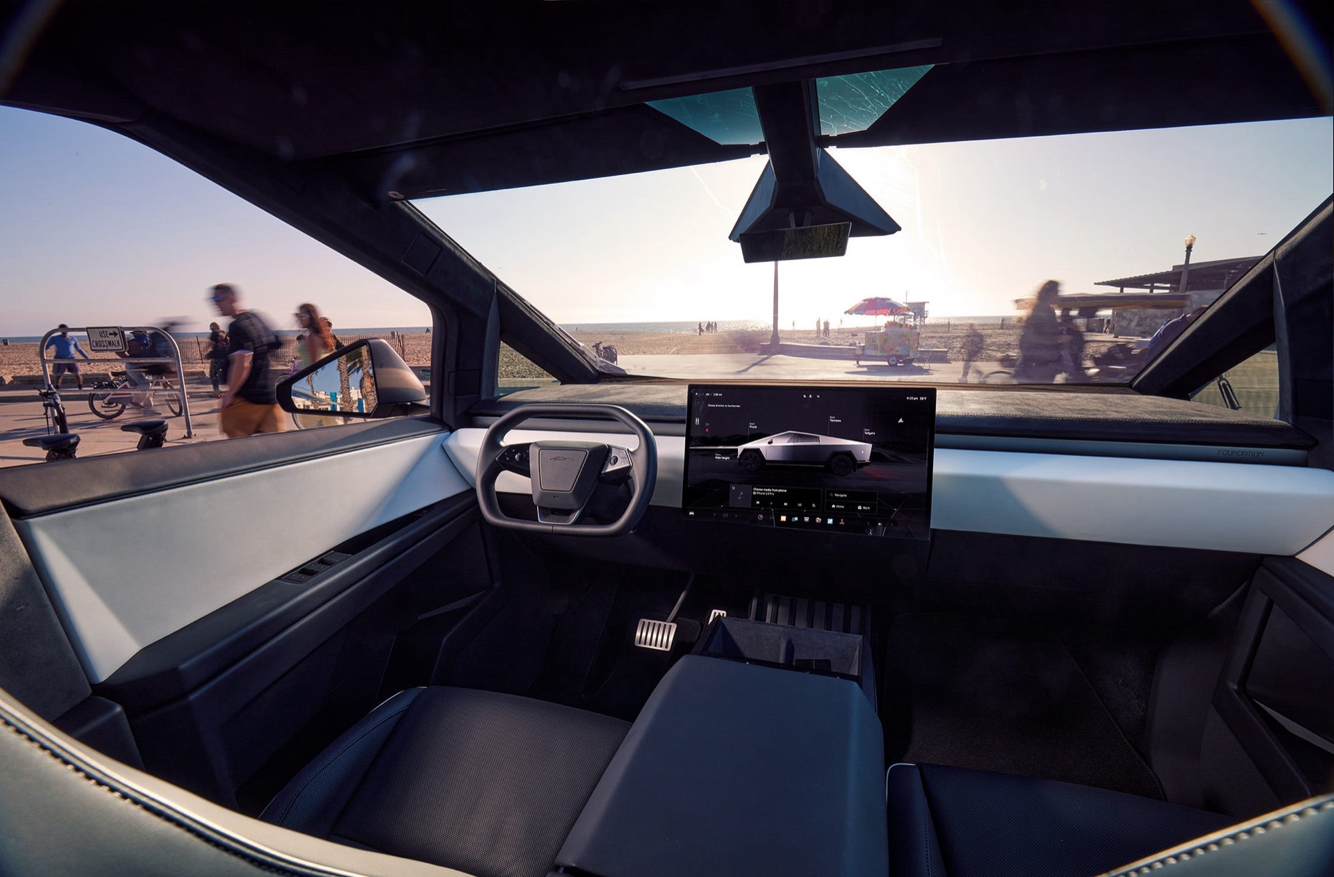 Tesla Cybertruck – interior with large touchscreen