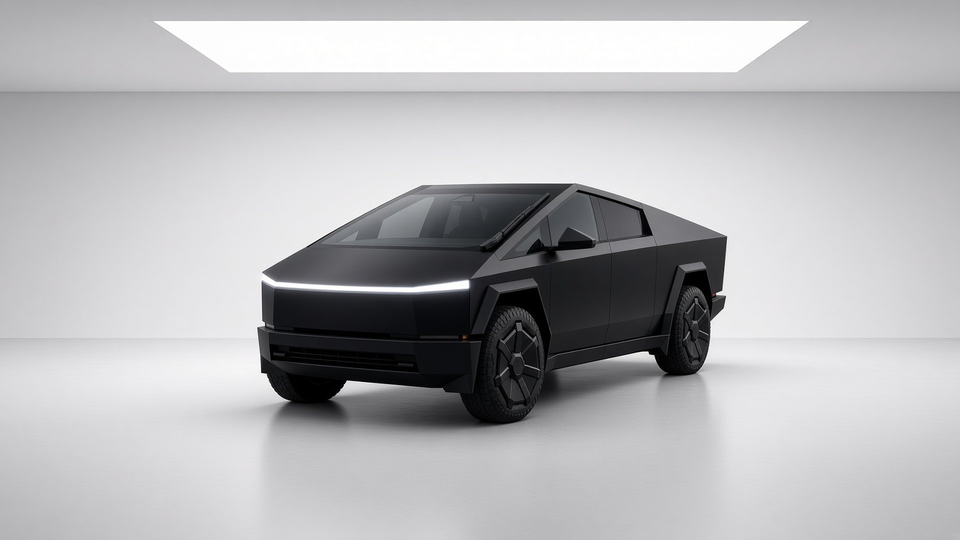 Black Tesla Cybertruck in the studio